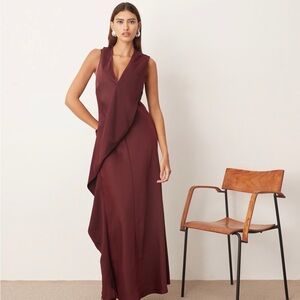 ASOS ARRANGE contrast panel sleeveless maxi dress in merlot